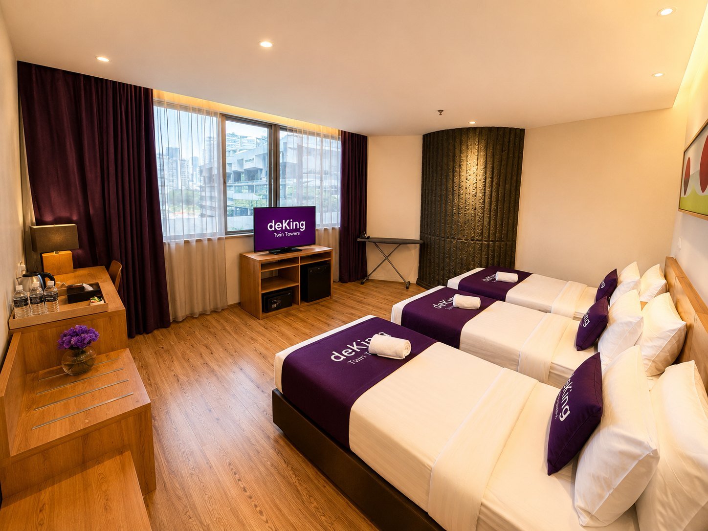 Superior Triple Window room at deKing Hotel KLCC with three twin beds